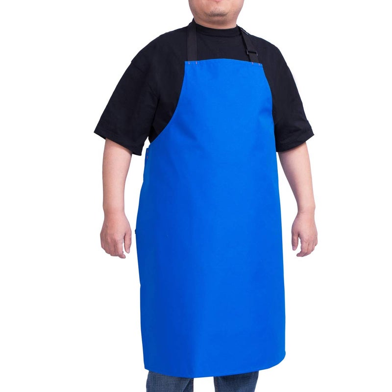 ALIPOBO Waterproof Apron for Men and Women, Durable Heavy Duty Extra Long Adjustable Bib Apron for Kitchen Cooking, Dish Washing, Butcher, Dog Grooming, Lab work, Blue - Image 1